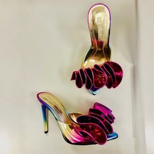 Steve Madden AFFINITY metallic pointed toe stiletto mule heels, women’s size 6